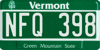 VT license plate NFQ398
