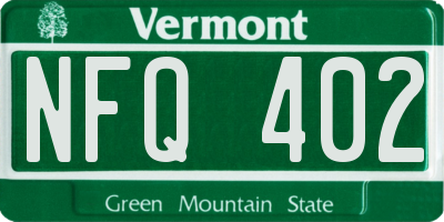 VT license plate NFQ402
