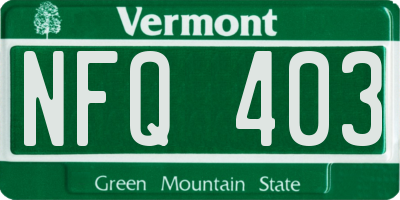 VT license plate NFQ403