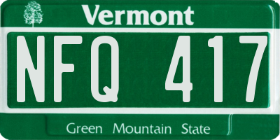 VT license plate NFQ417