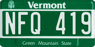 VT license plate NFQ419