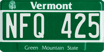VT license plate NFQ425