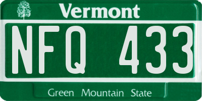 VT license plate NFQ433