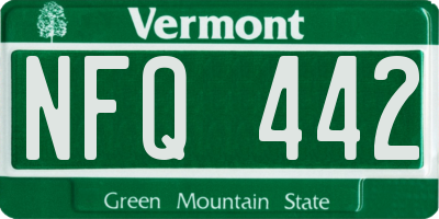 VT license plate NFQ442