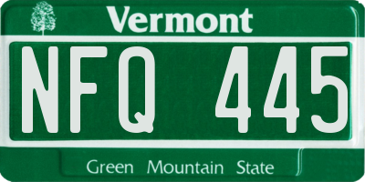 VT license plate NFQ445