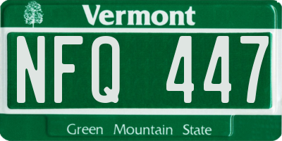 VT license plate NFQ447