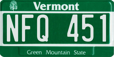 VT license plate NFQ451