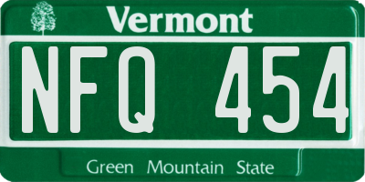 VT license plate NFQ454