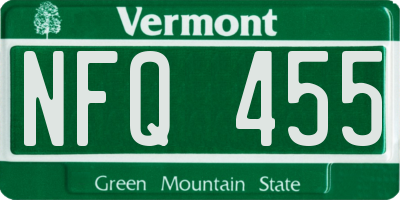 VT license plate NFQ455