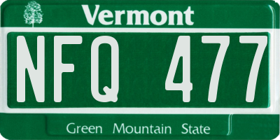 VT license plate NFQ477