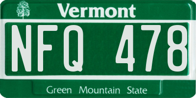 VT license plate NFQ478