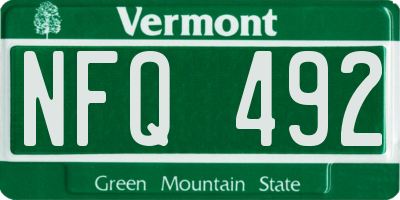 VT license plate NFQ492