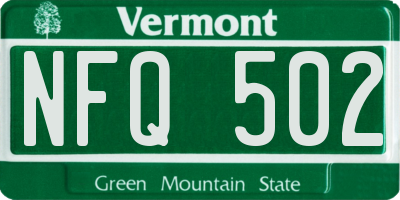VT license plate NFQ502