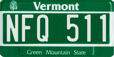 VT license plate NFQ511