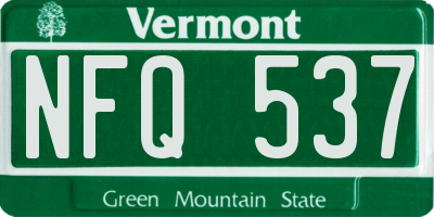 VT license plate NFQ537