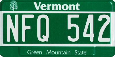 VT license plate NFQ542