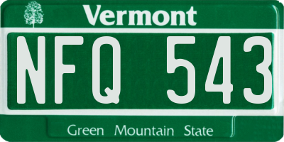 VT license plate NFQ543