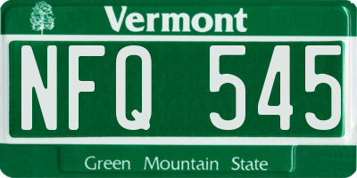 VT license plate NFQ545