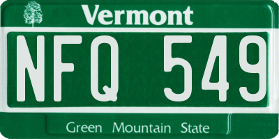 VT license plate NFQ549