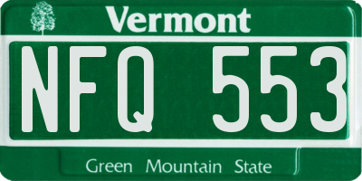 VT license plate NFQ553