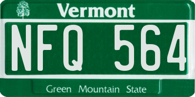 VT license plate NFQ564