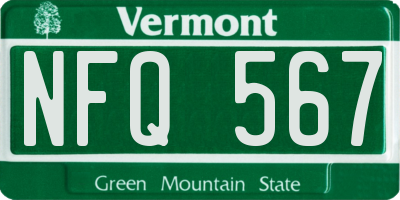 VT license plate NFQ567