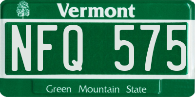 VT license plate NFQ575