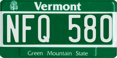 VT license plate NFQ580
