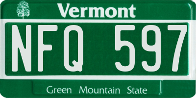 VT license plate NFQ597