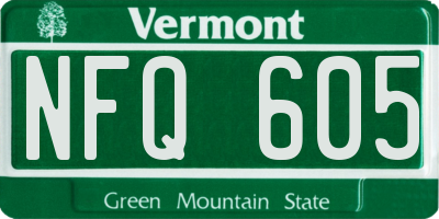 VT license plate NFQ605