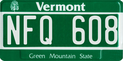 VT license plate NFQ608