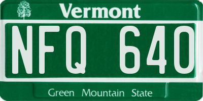 VT license plate NFQ640
