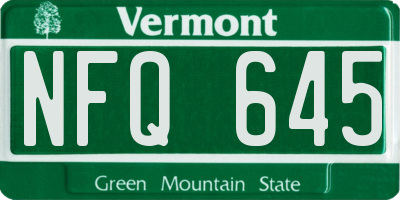 VT license plate NFQ645