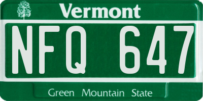 VT license plate NFQ647