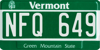 VT license plate NFQ649