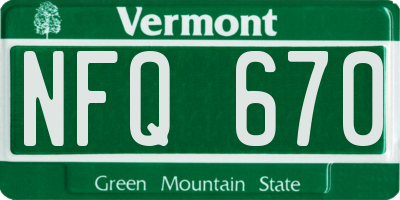 VT license plate NFQ670