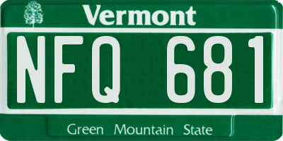 VT license plate NFQ681