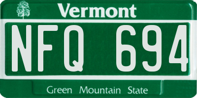 VT license plate NFQ694