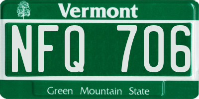 VT license plate NFQ706