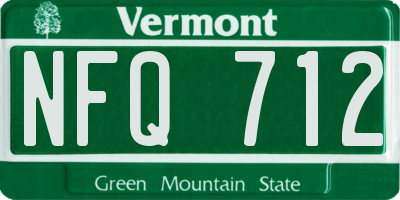 VT license plate NFQ712
