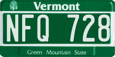 VT license plate NFQ728