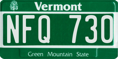 VT license plate NFQ730