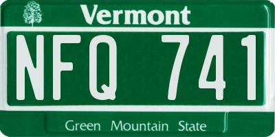 VT license plate NFQ741
