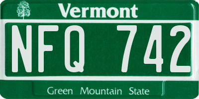 VT license plate NFQ742
