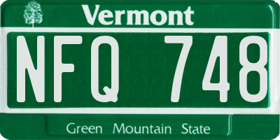 VT license plate NFQ748