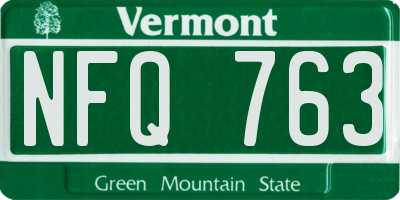 VT license plate NFQ763
