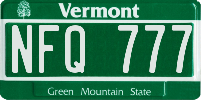 VT license plate NFQ777