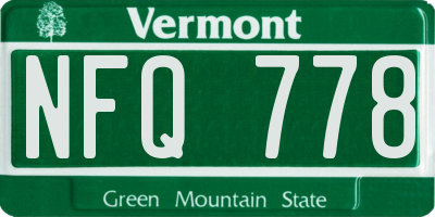 VT license plate NFQ778