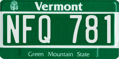 VT license plate NFQ781