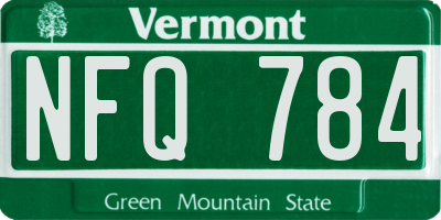 VT license plate NFQ784